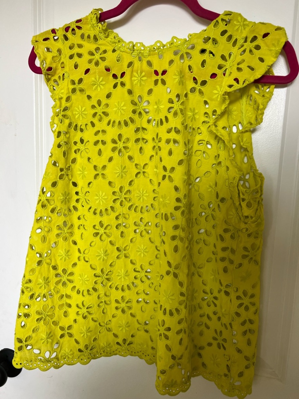 J. Crew Bright Yellow Eyelet Flutter-Sleeve Blouse